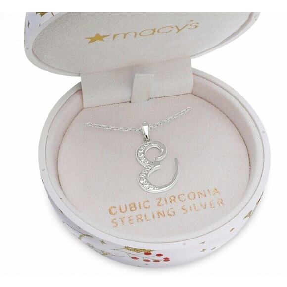 Sterling Silver 'E' Initial Necklace w/ Christmas Ornament Gift Box Stunning NEW - Picture 3 of 5